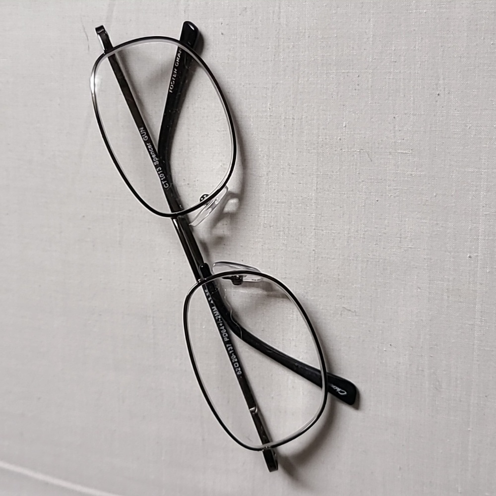 Foster Grant Spencer Gun Silver Metal Wire Rim Rectangle Eyeglass Frames